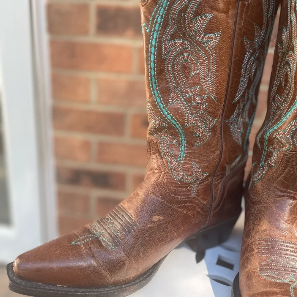 Old Gringo Women’s Brown Western Cowboy Boots with Turquoise Embroidery 6B - Picture 7 of 12